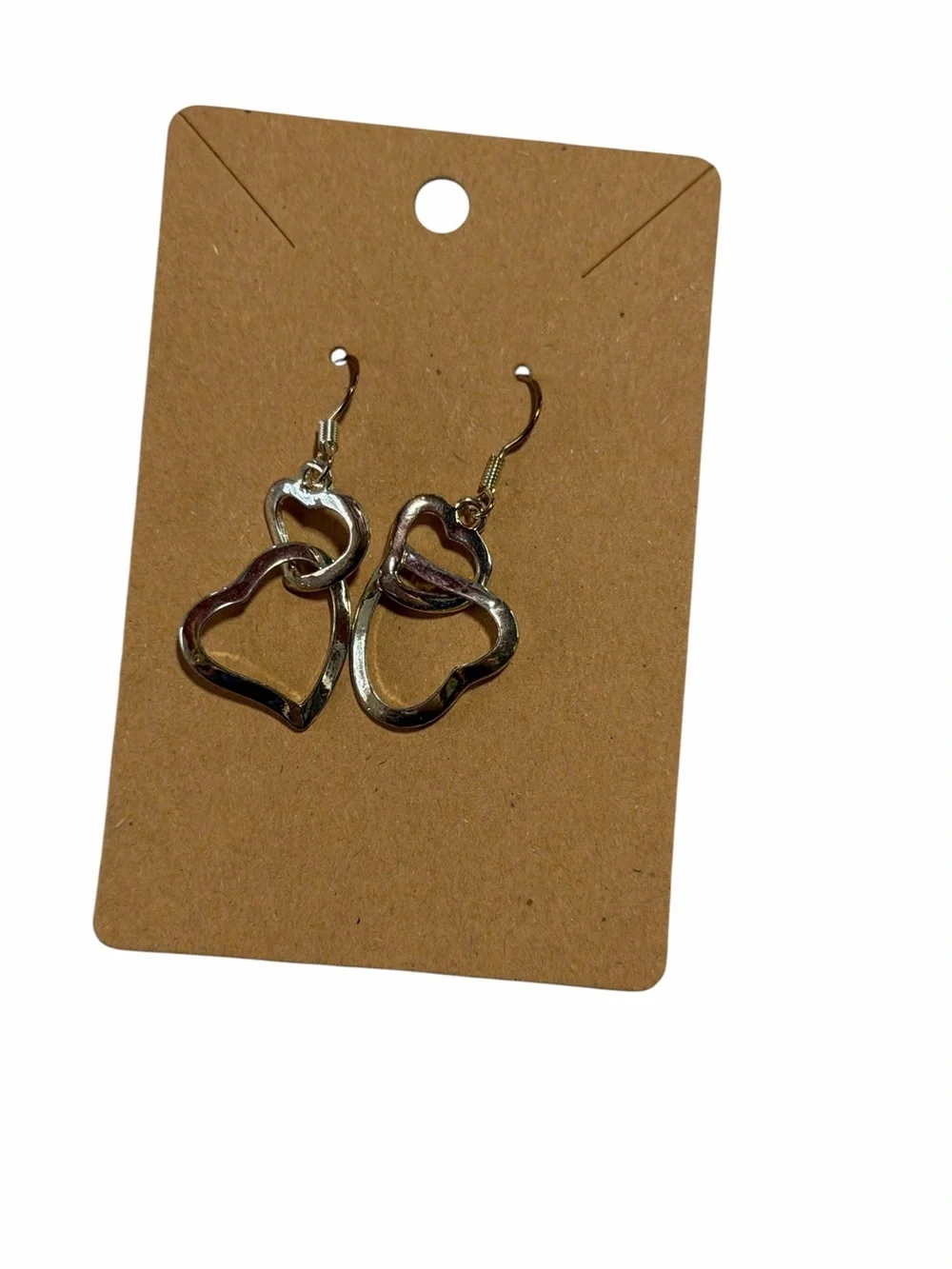 Gold Double Heart Dangle Earrings - Women Jewelry